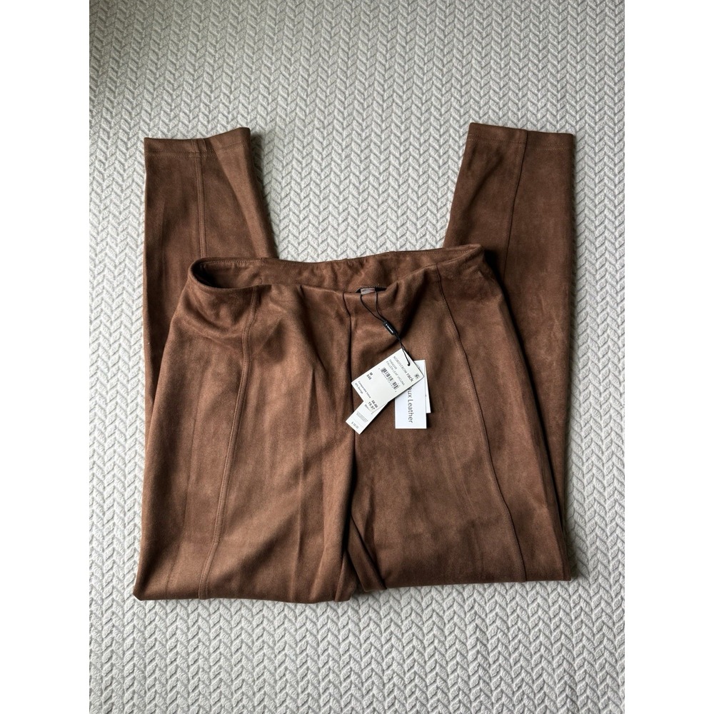 Tahari Womens Faux Suede Leggings Fallen Leaf Vicuna Brown Size M MSRP $58.00